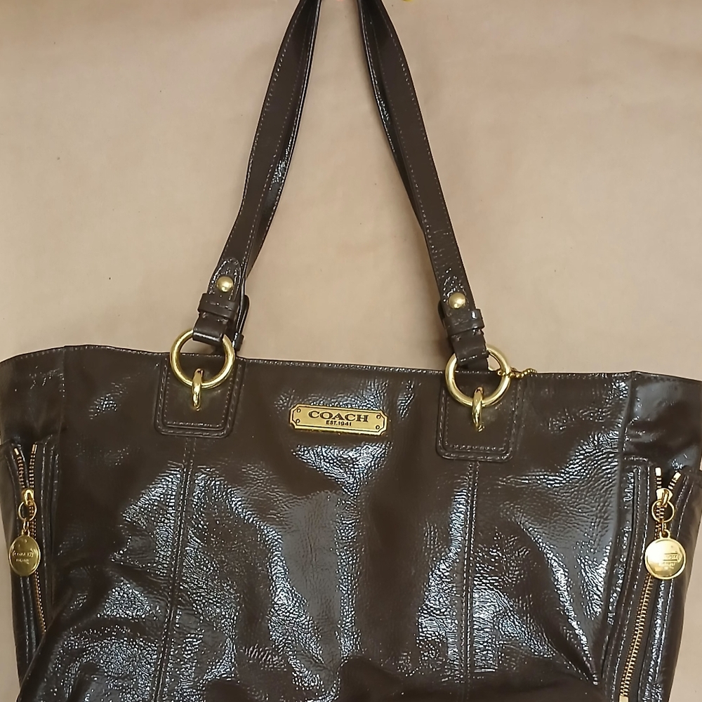 Coach Brown Leather Tote Bag - Picture 9 of 12